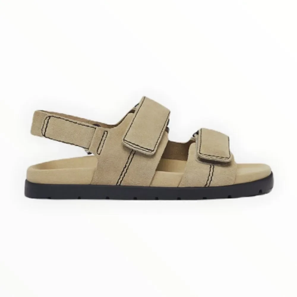 ZARA Kids | Brown | QUILTED LEATHER SANDALS